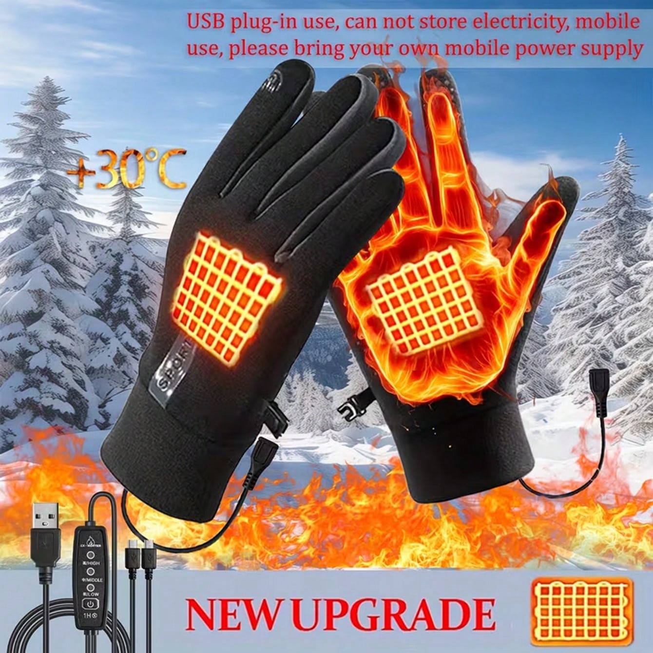 Cycling Commute Essentials - Battery-Free Heated Gloves | Double-Sided Fast